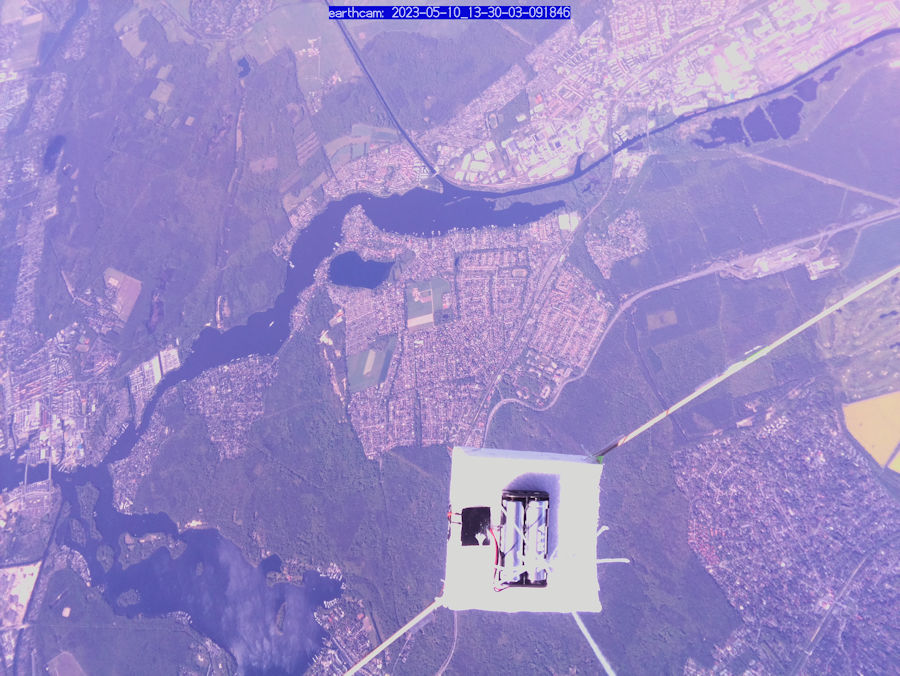 Foto beim Flug des Ballons